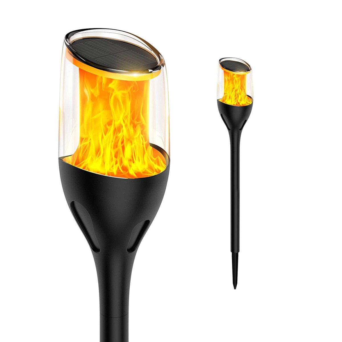 Lampe extérieure Torch lampe de jardin solaire noire moderne