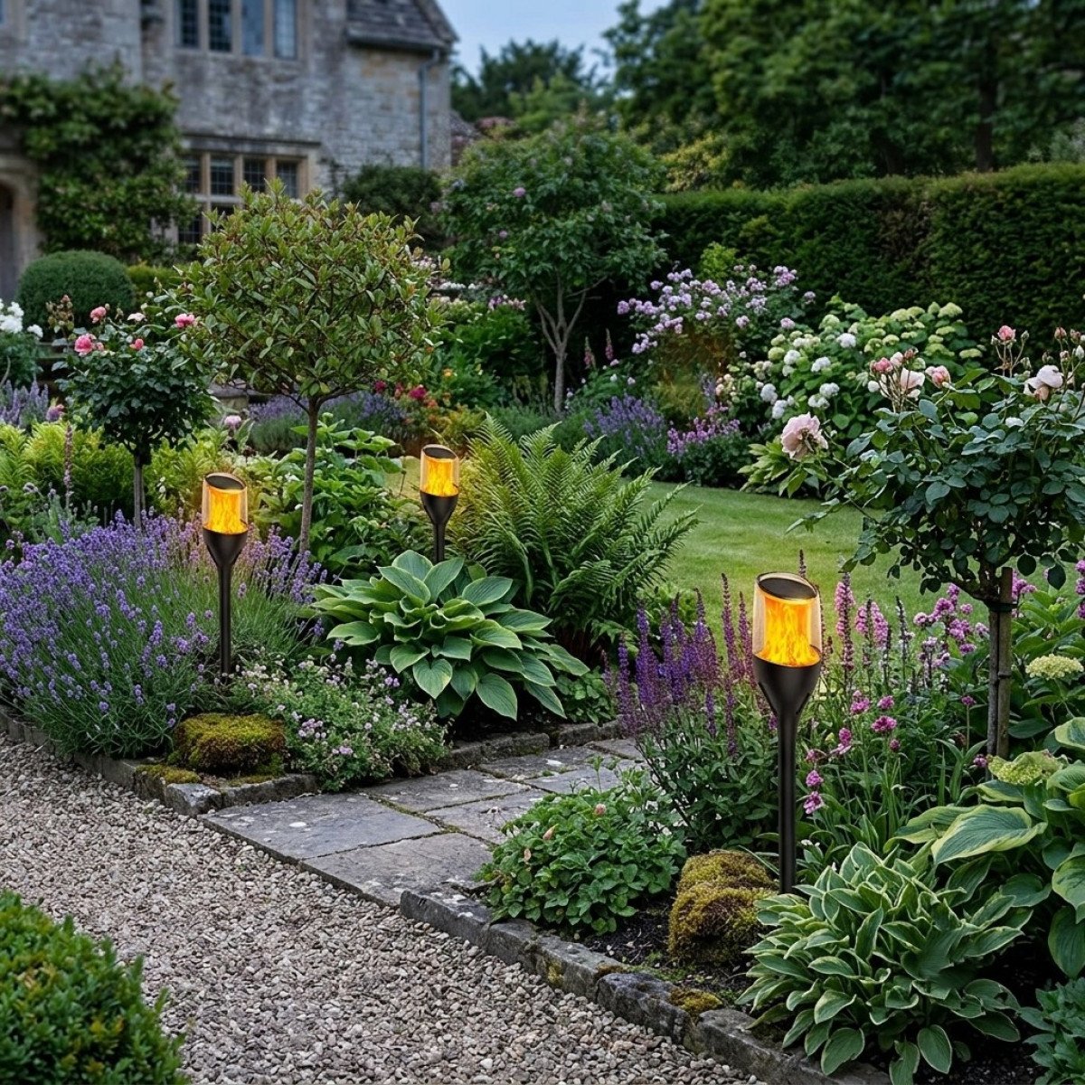 Lampe extérieure Torch lampe de jardin solaire noire moderne