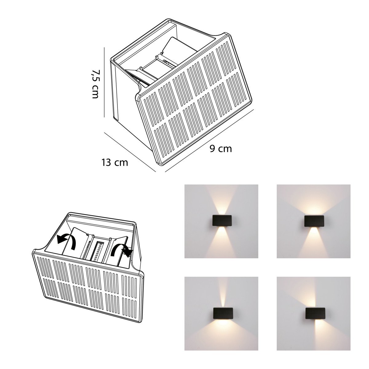 Lampe extérieure Mitch applique murale solaire noire moderne