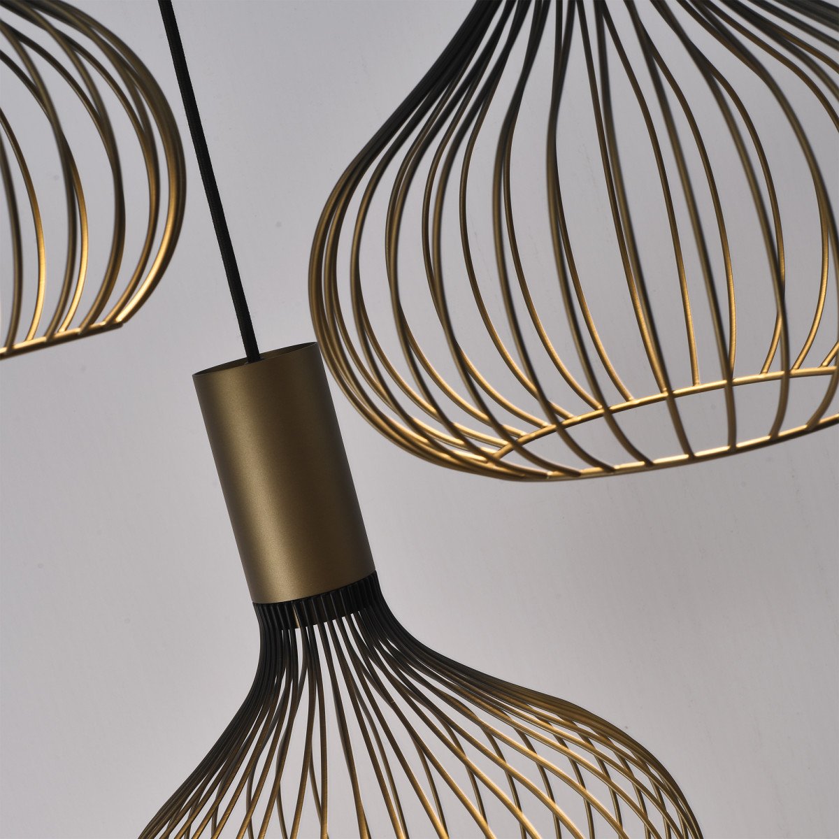 Éclairage intérieur suspension Isabel 3 lumières noir Or