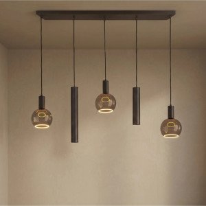 Éclairage intérieur Nura suspension 5 lumières grège moderne