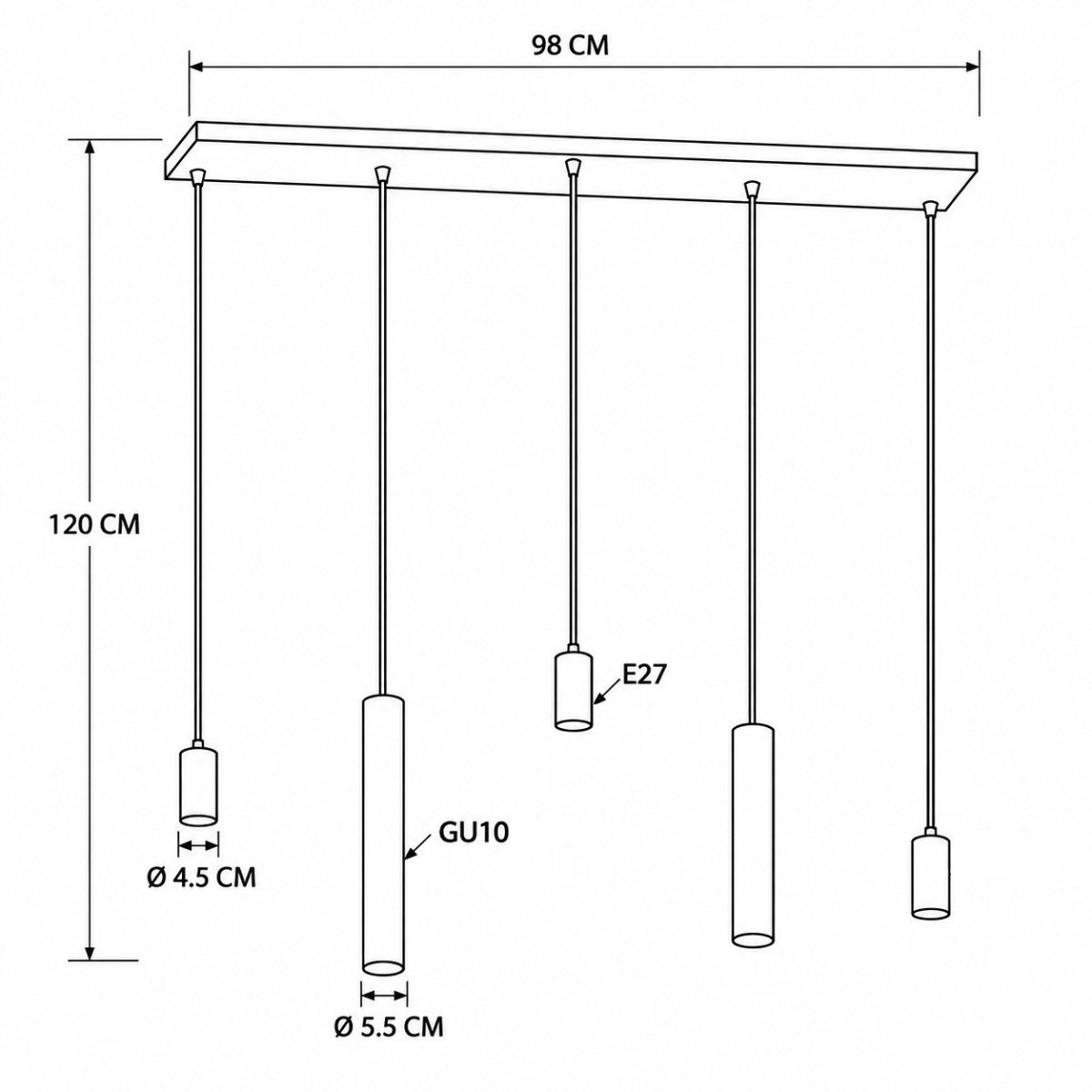 Éclairage intérieur Nura suspension 5 lumières sable moderne
