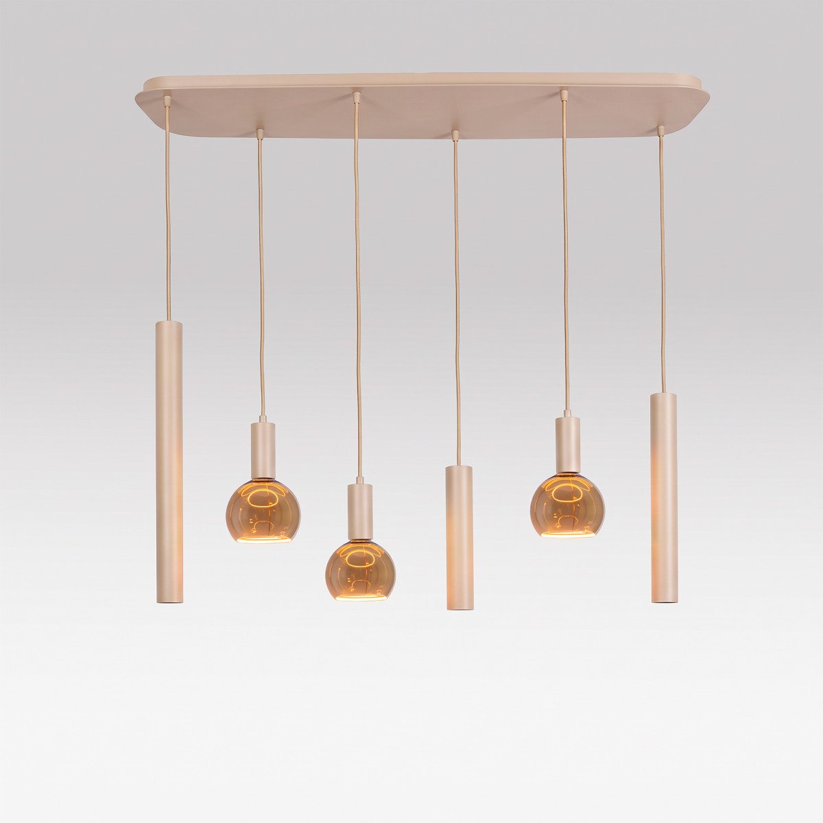 Éclairage intérieur Lumi suspension 6 lumières sable moderne