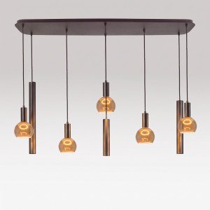 Éclairage intérieur Lumi suspension 8 lumières greige moderne