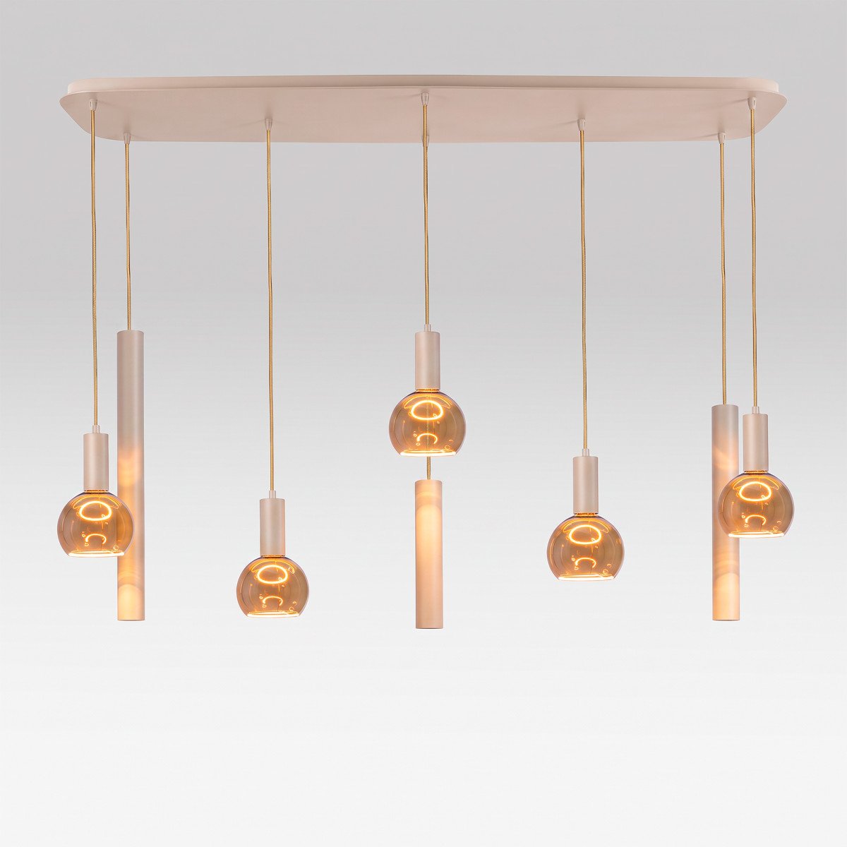 Éclairage intérieur Lumi suspension 8 lumières sable moderne