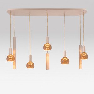 Éclairage intérieur Lumi suspension 8 lumières sable moderne