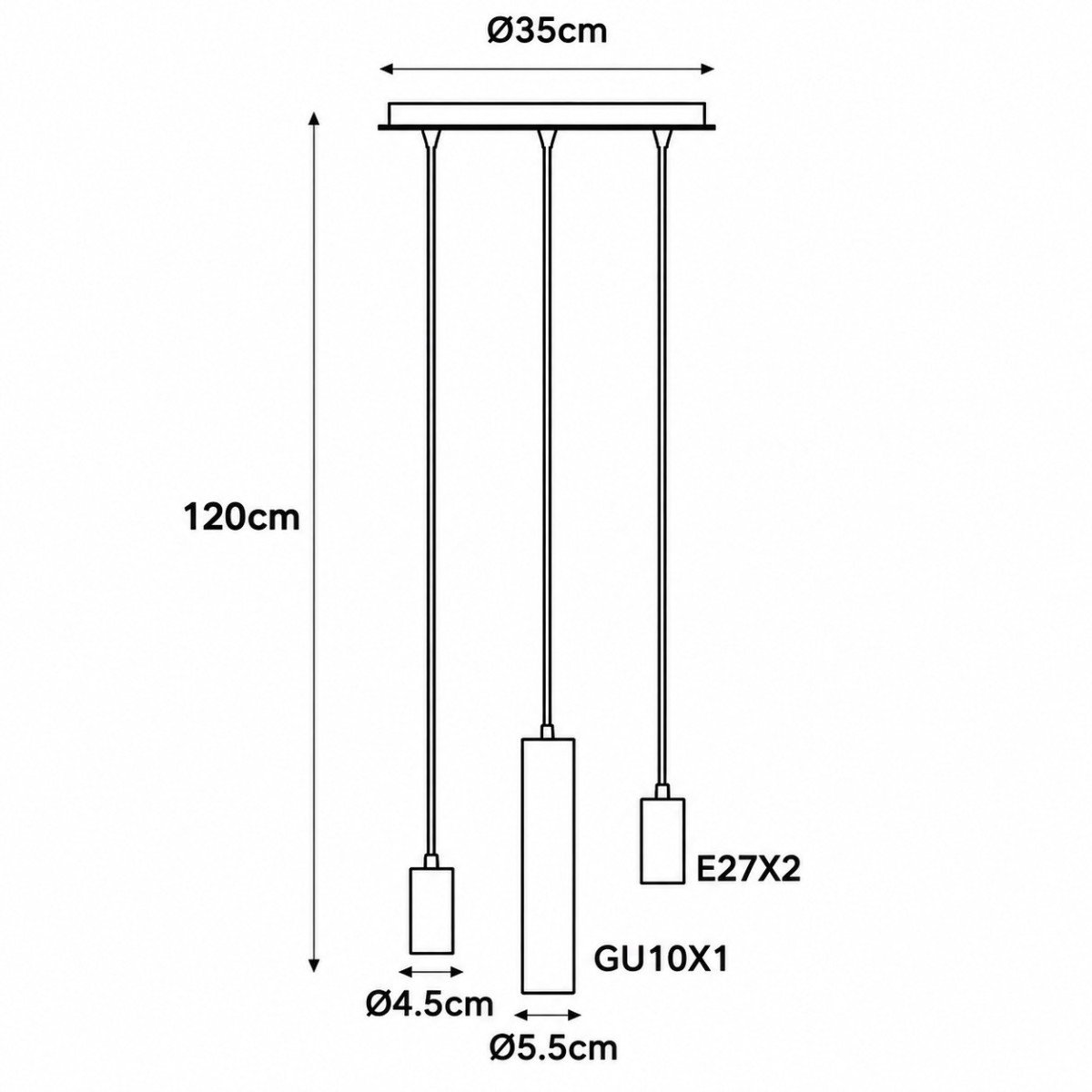 Éclairage intérieur Zari suspension 3 lumières sable moderne