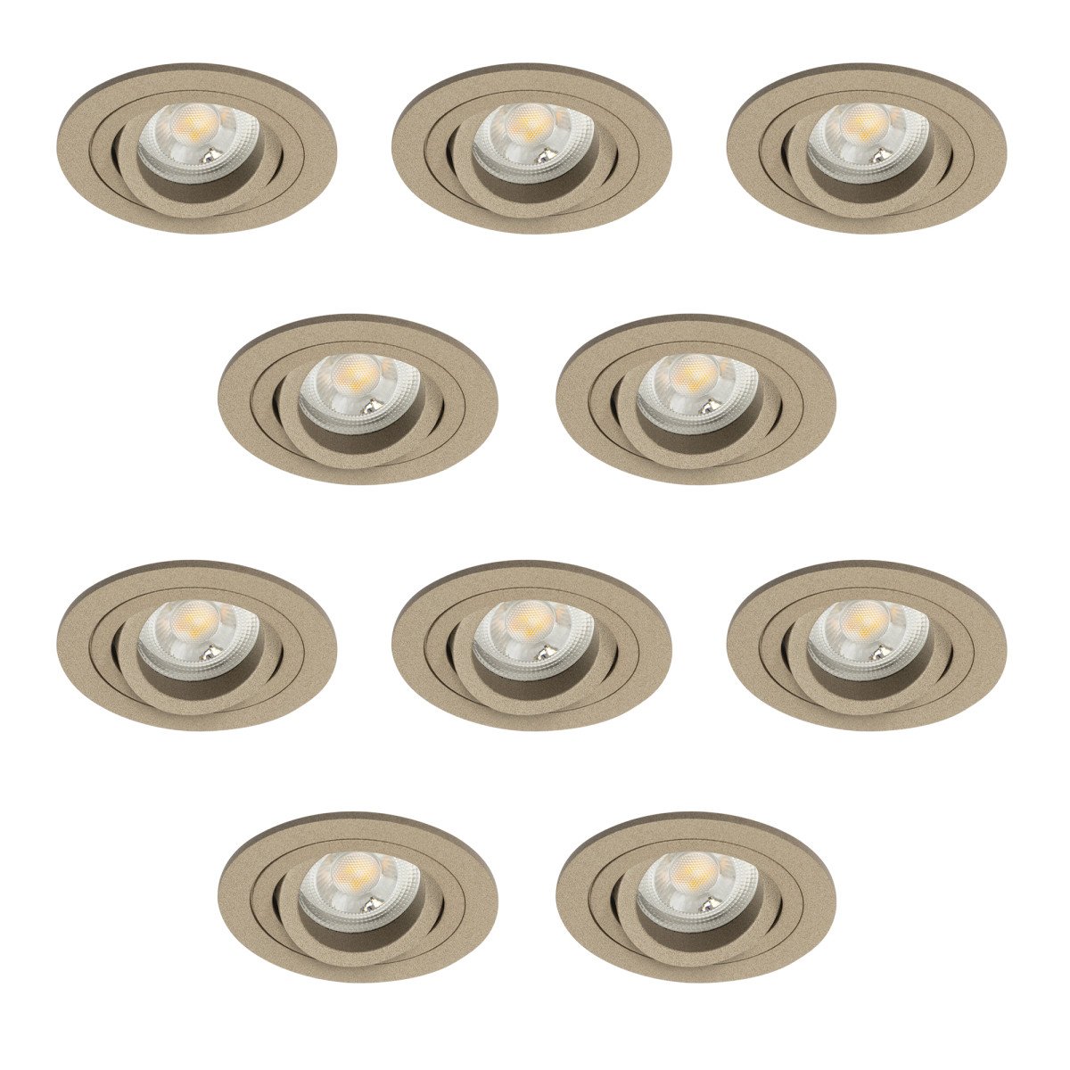Lot de 10 Spots encastrable orientable Lune Rond Champagne