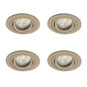 Lot de 4 Spots encastrable orientable Lune Rond Champagne