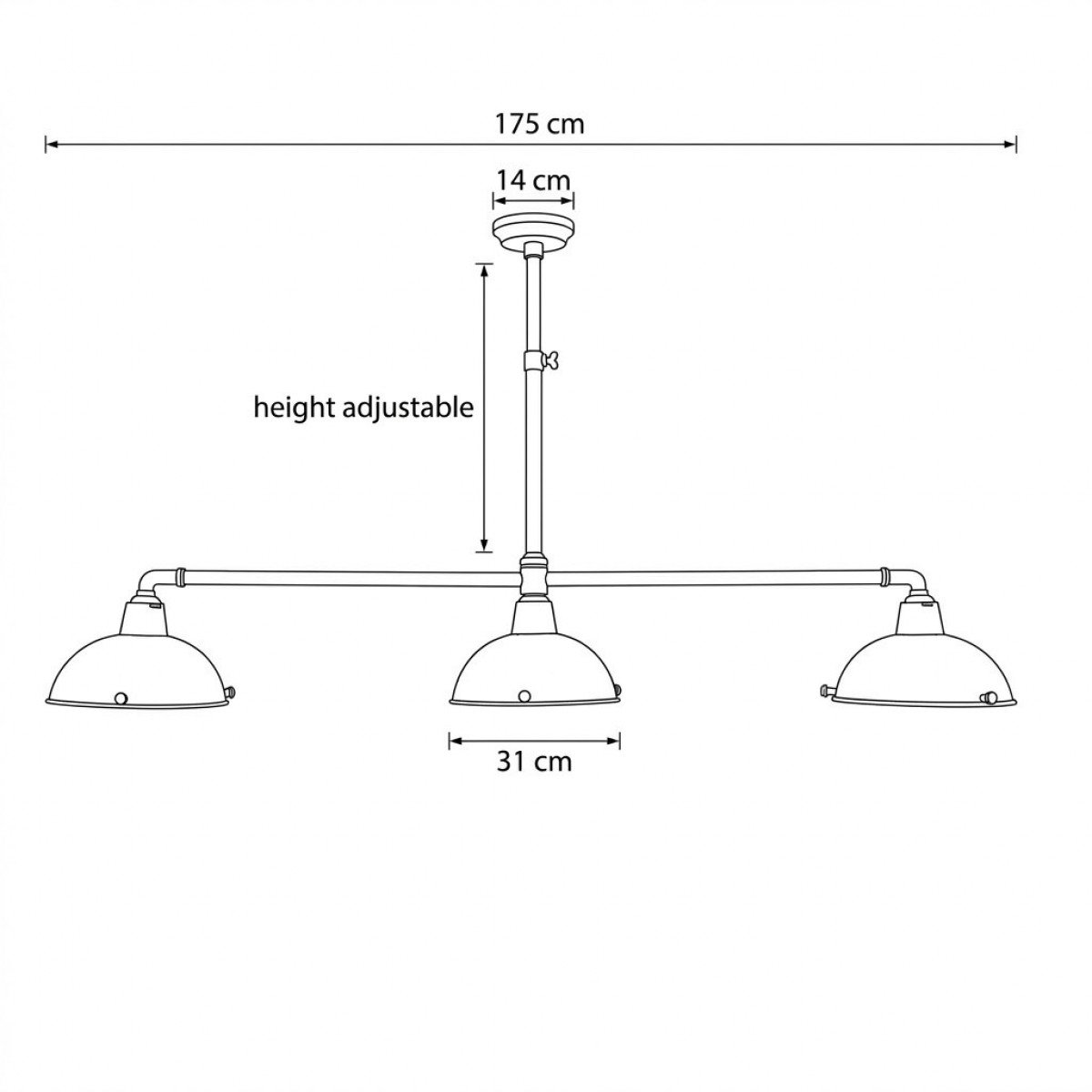 Suspension Billiards 3 (90172) noire style Industriel  | Nostalux.fr