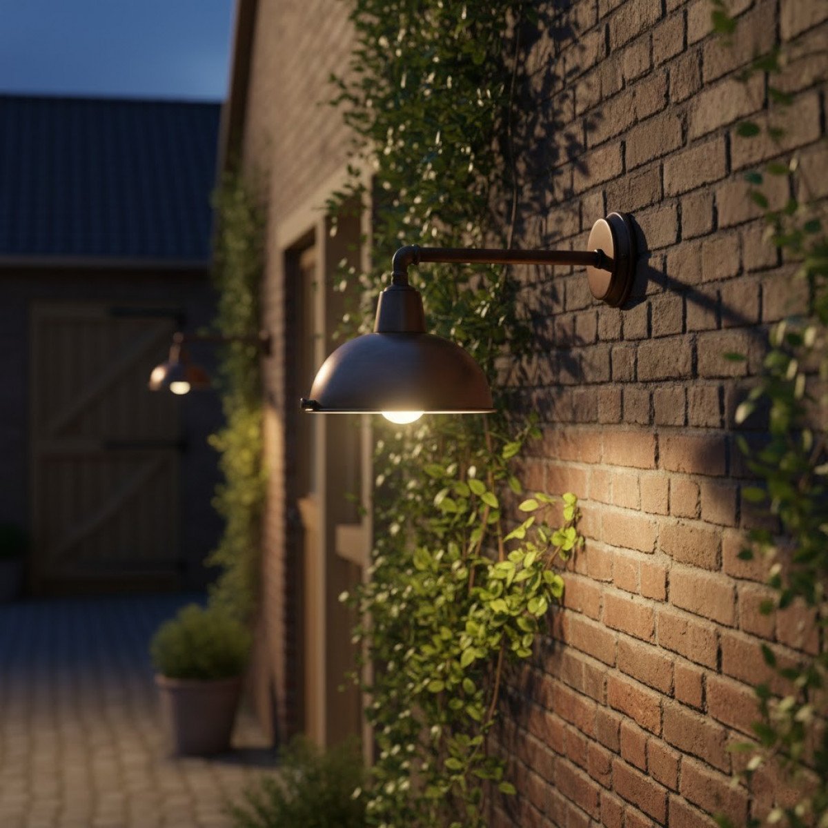 lampe en laiton couleur cuivre foncé antique avec une douille E27