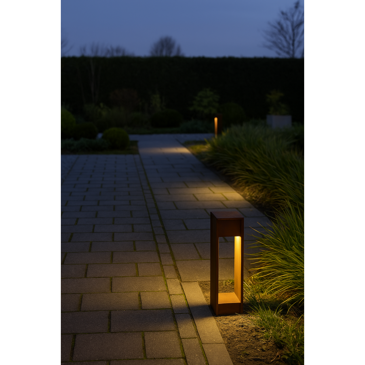 Lampe de jardin en acier Corten – forme carrée – moderne – GU10