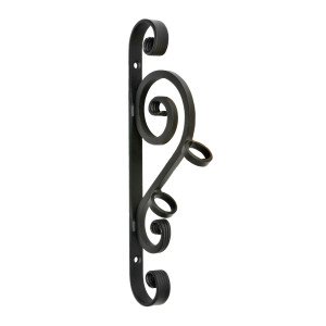 Support de mât de drapeau en fer noir avec boucles  Support de mât de drapeau en fer noir avec boucles
