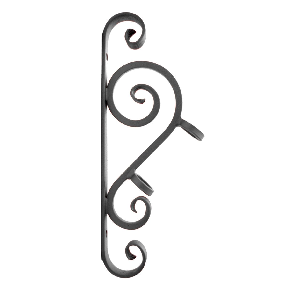 Support de mât de drapeau en fer noir avec boucles 