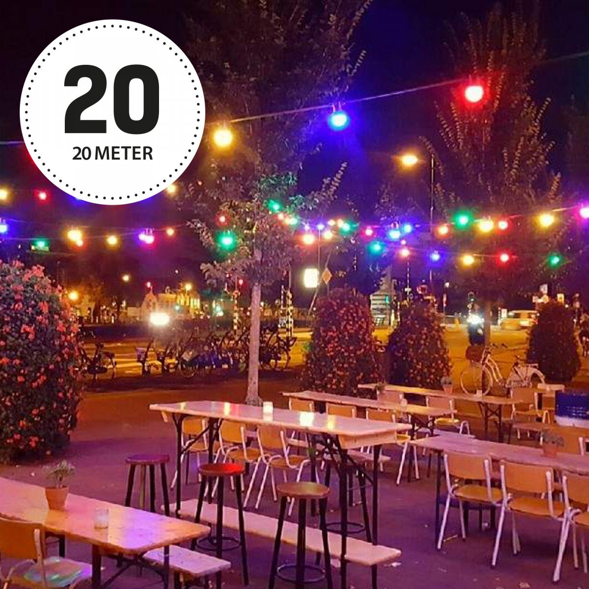 Guirlande lumineuse Patio (6870) 20 m - 24 ampoules couleurs LED | Nostalux.fr