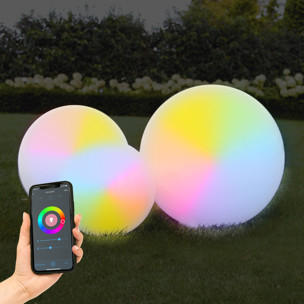 Boule de jardin lumineuse Ø 40 avec Smart WIFI LED et piquet | Nostalux.fr