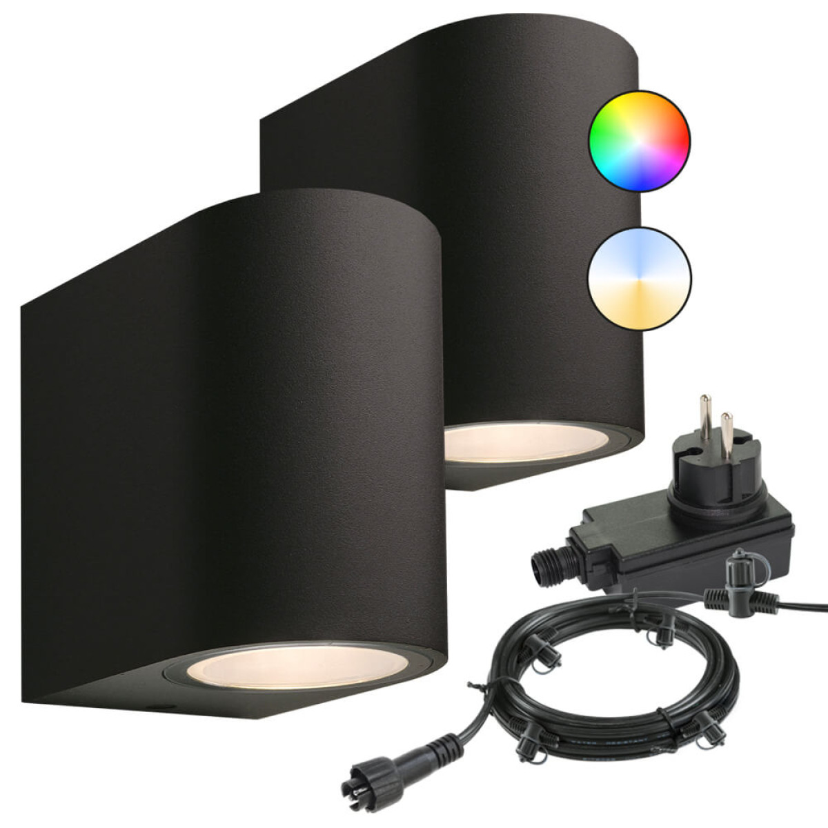 Set de 2 appliques murales Gilvus downlighters 12 volt noir | Nostalux.fr