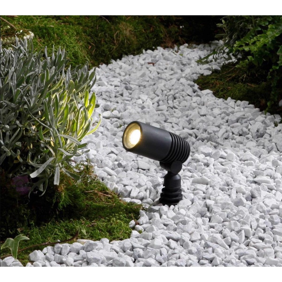 Lampe d'extérieur anthracite qui convient pour l'extérieur avec un spot d'éclairage extérieur basse tension 12 volts,