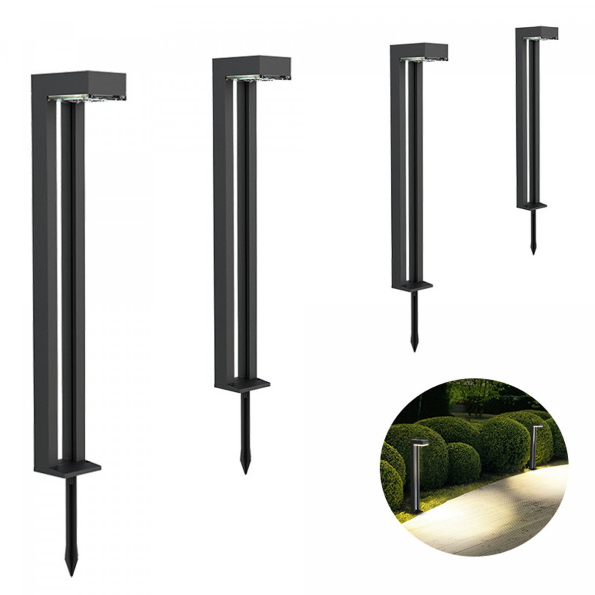 Lampe de jardin solaire moderne rectangulaire de couleur anthracite