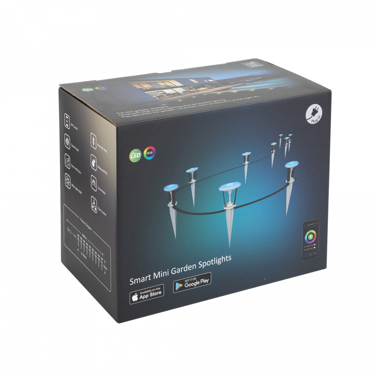 Set de 9 mini spots de jardin intelligents Bluetooth