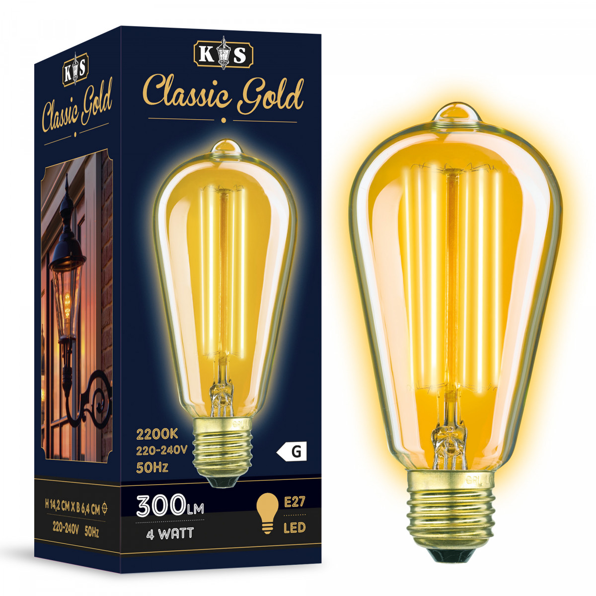 Ampoule à filament de carbone LED 4W Classique Gold Edison (3857) 