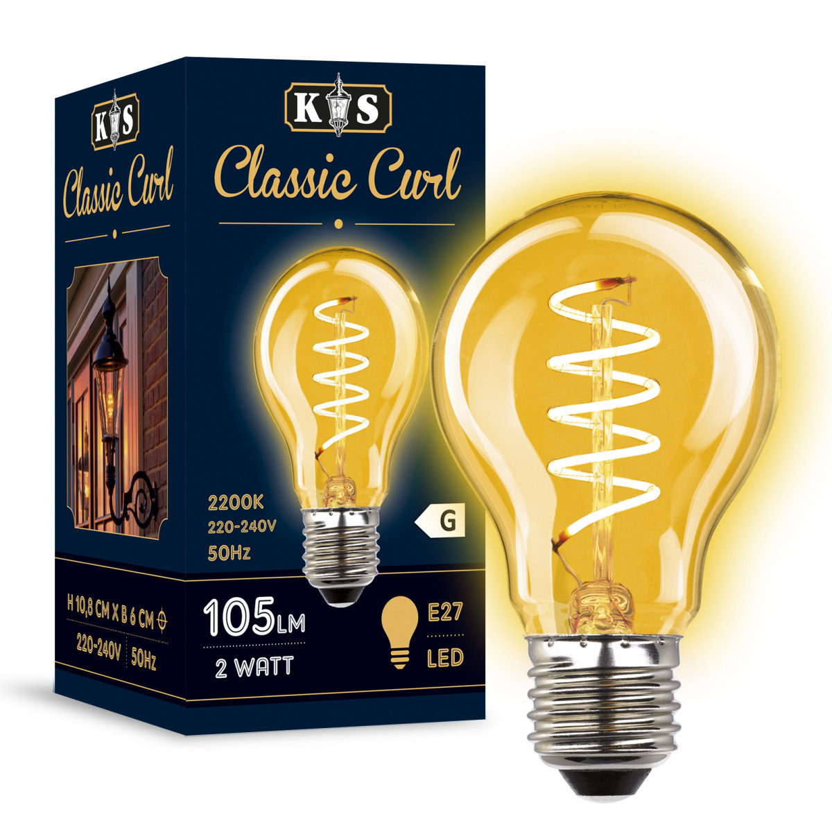 Pack de 6 ampoules Classic Curl LED 2W - 105 Lumen (6 x 3858) de KS Lighting | Nostalux.fr