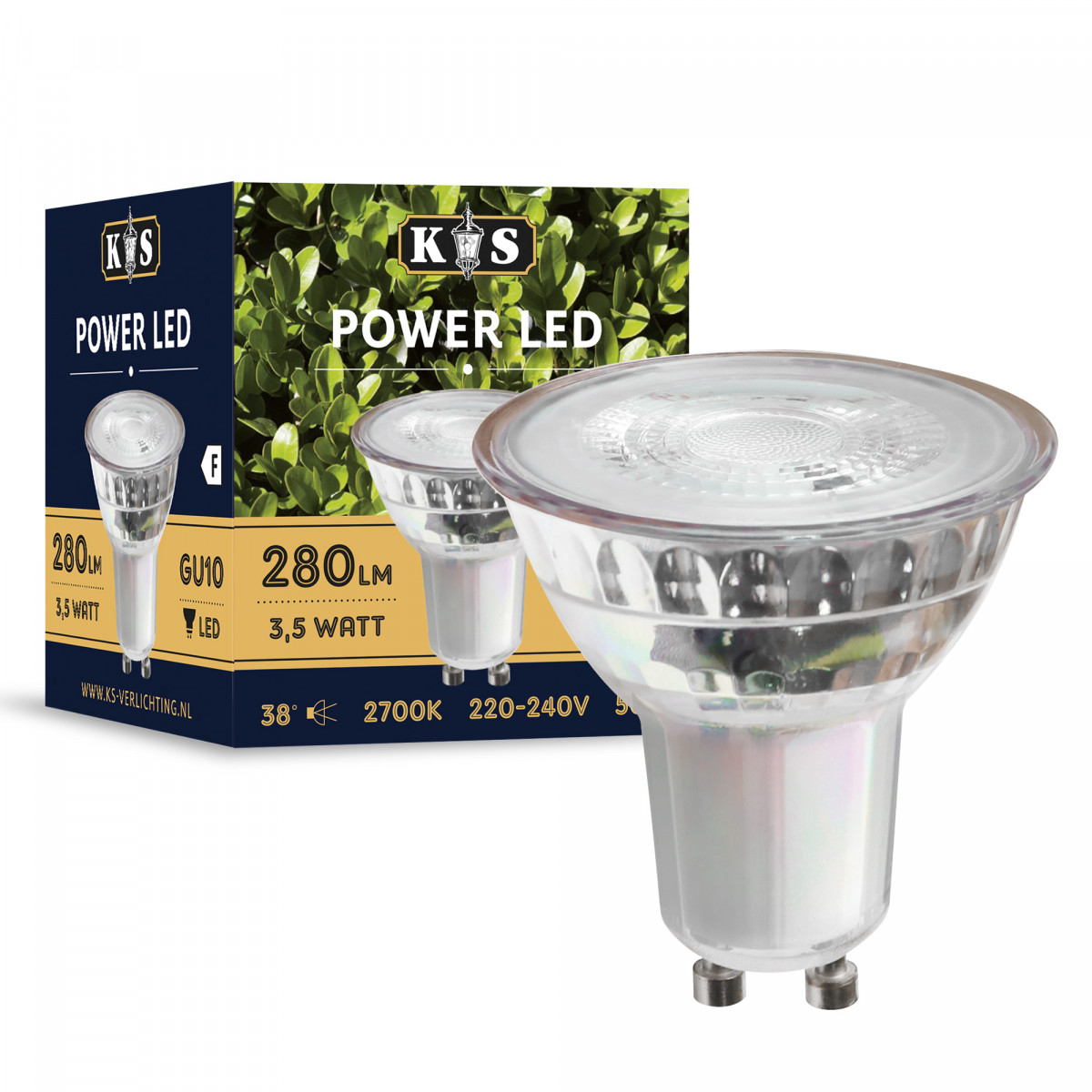 Pack de 6 spots Power LED 3,5W GU10 COB| tout en verre | Nostalux.fr