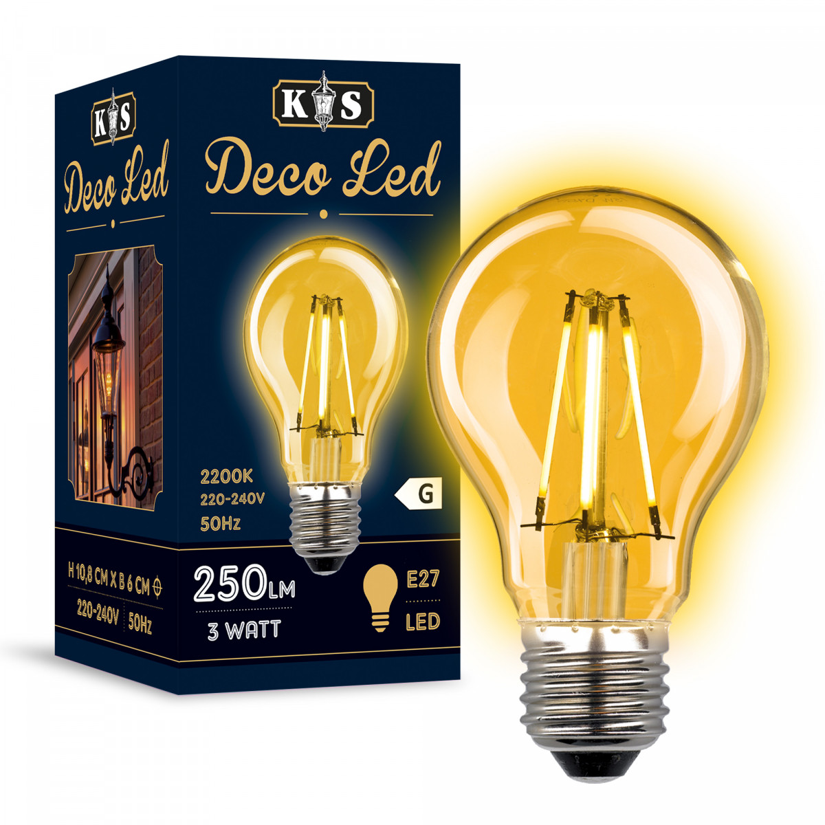 Pack de 6 ampoules Deco LED 3W E27 (6x5884) de KS Lighting | Nostalux.fr