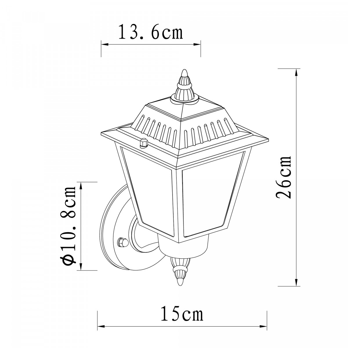 Lampe d'extérieur, applique murale montante, 4 faces