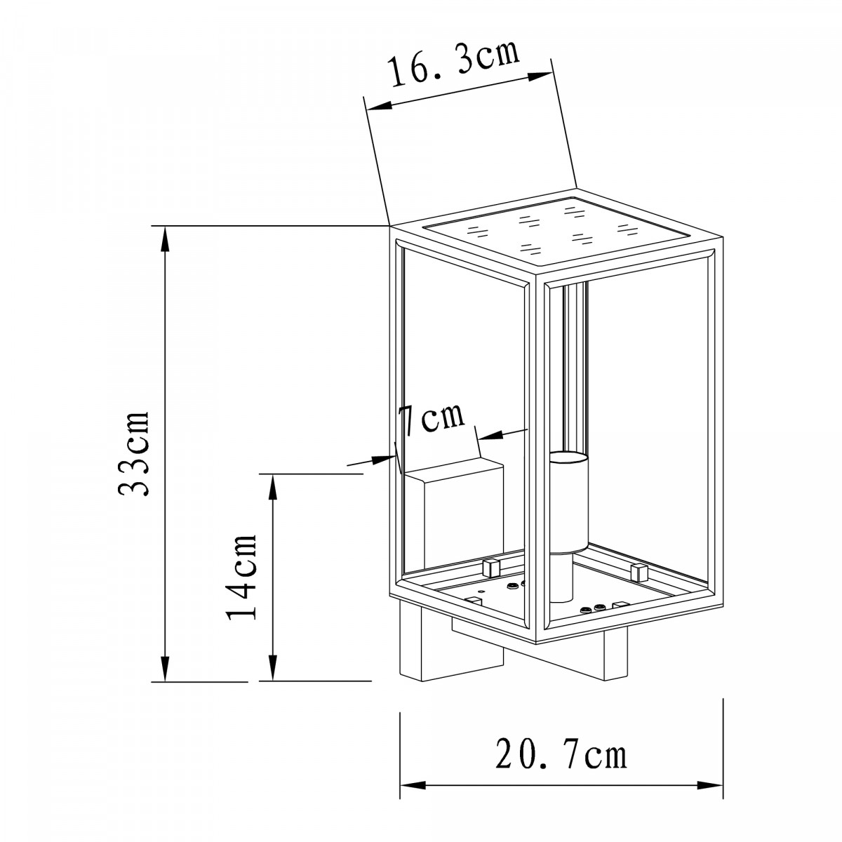 Applique d'extérieur design, boîtier rectangulaire en acier inoxydable avec finition cuivrée, grand verre clair, éclairage mural extérieur 