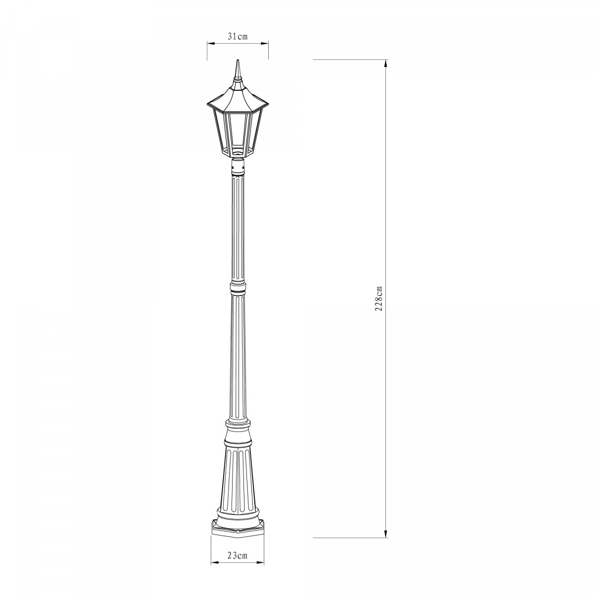 Lampadaire Zeist (7550dn2) lanterne hexagonale avec capteur LED de KS Outdoor Lighting | Nostalux.fr