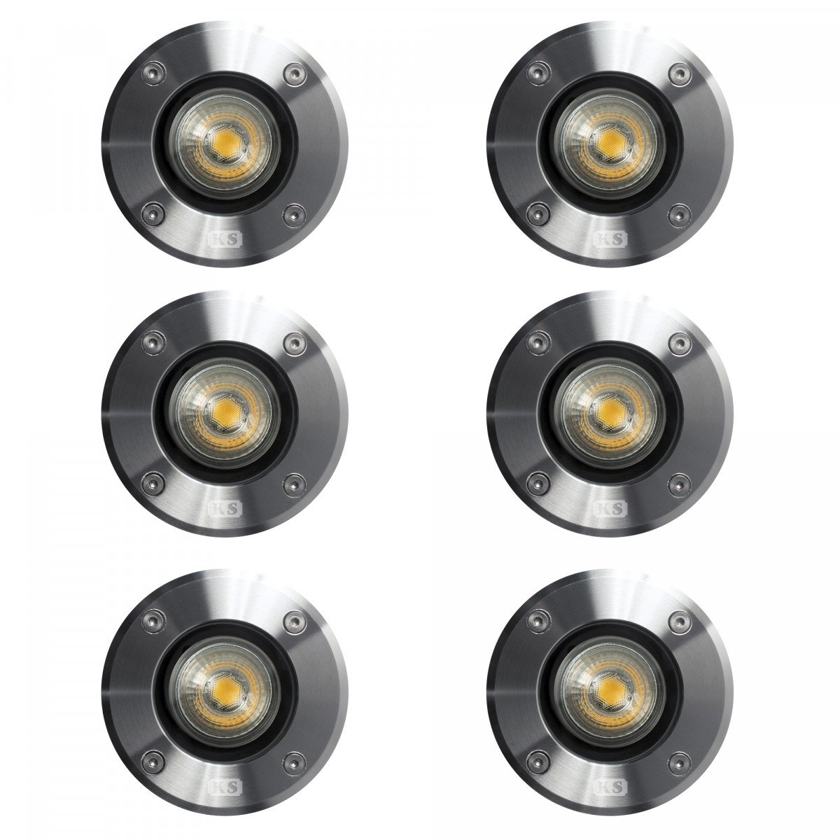 Set de 6 spots au sol encastrable d'extérieur (7351) ronds LED Ø11 inox 