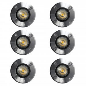Set de 6 spots au sol encastrable d'extérieur (7351) ronds LED Ø11 inox  Set de 6 spots au sol encastrable d'extérieur (7351) ronds LED Ø11 inox