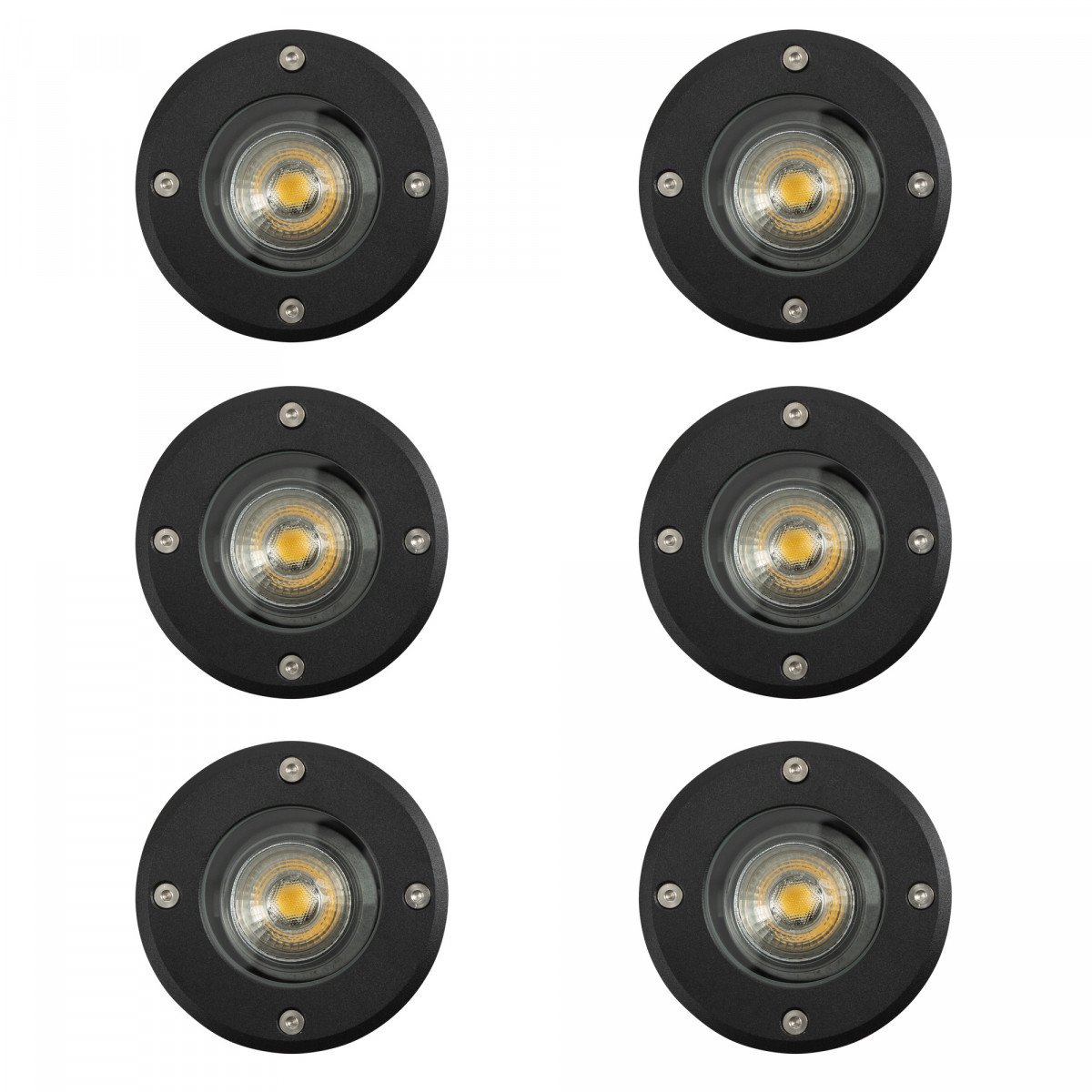 Set de 6 spots au sol noirs ronds Ø11 encastrables LED 