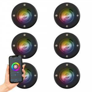 Lot de 6 spots au sol noirs LED avec smart WIFI (7351)  Lot de 6 spots au sol noirs LED avec smart WIFI (7351)