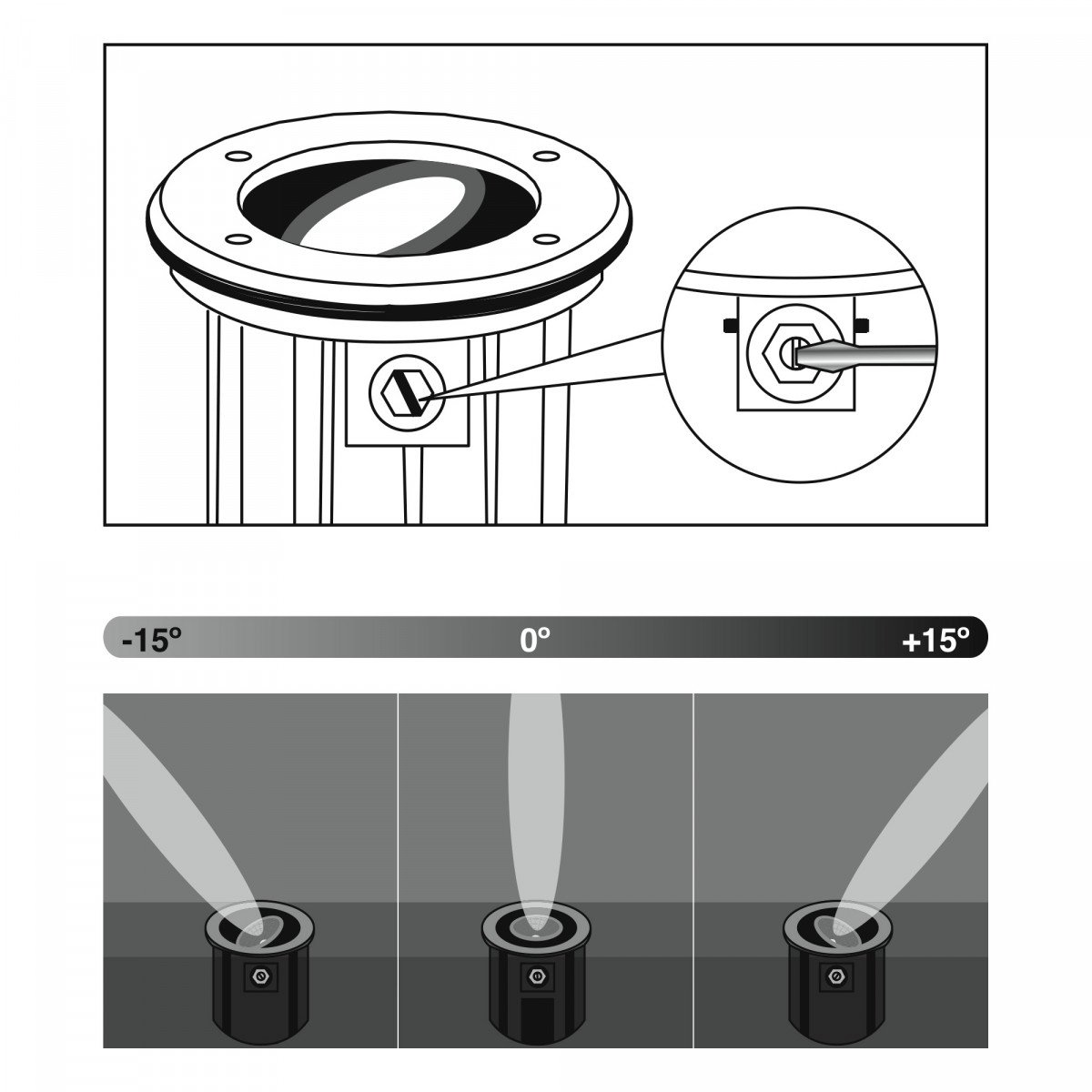 Spot encastré au sol (7686), LED 20W, 22,5 cm de diamètre, acier inoxydable. 