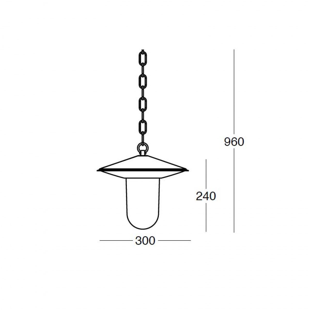 Lampe d'extérieur suspendue à chaîne Louvre 