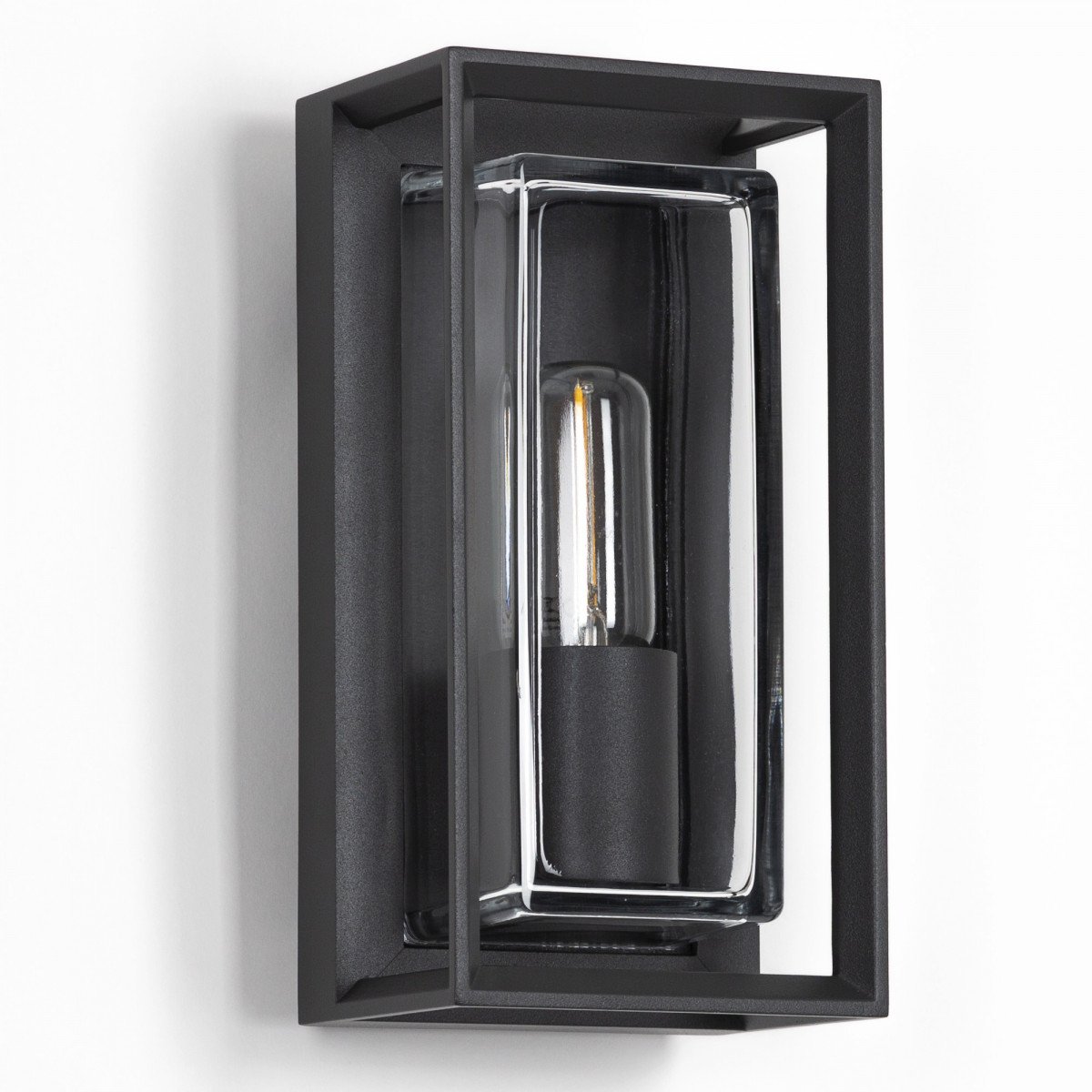 Applique murale moderne noire pour l'extérieur sur la façade, éclairage élégant et stylé avec verre clair, lampe d'extérieur boîtier design 