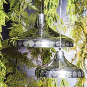 Suspension Alu Shiny Flat S aluminium argenté Ø22 cm E27 intérieur