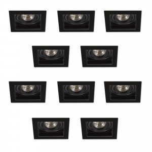 Set de 10 spots encastrables Axl carrés, noirs, orientables | Nostalux.fr