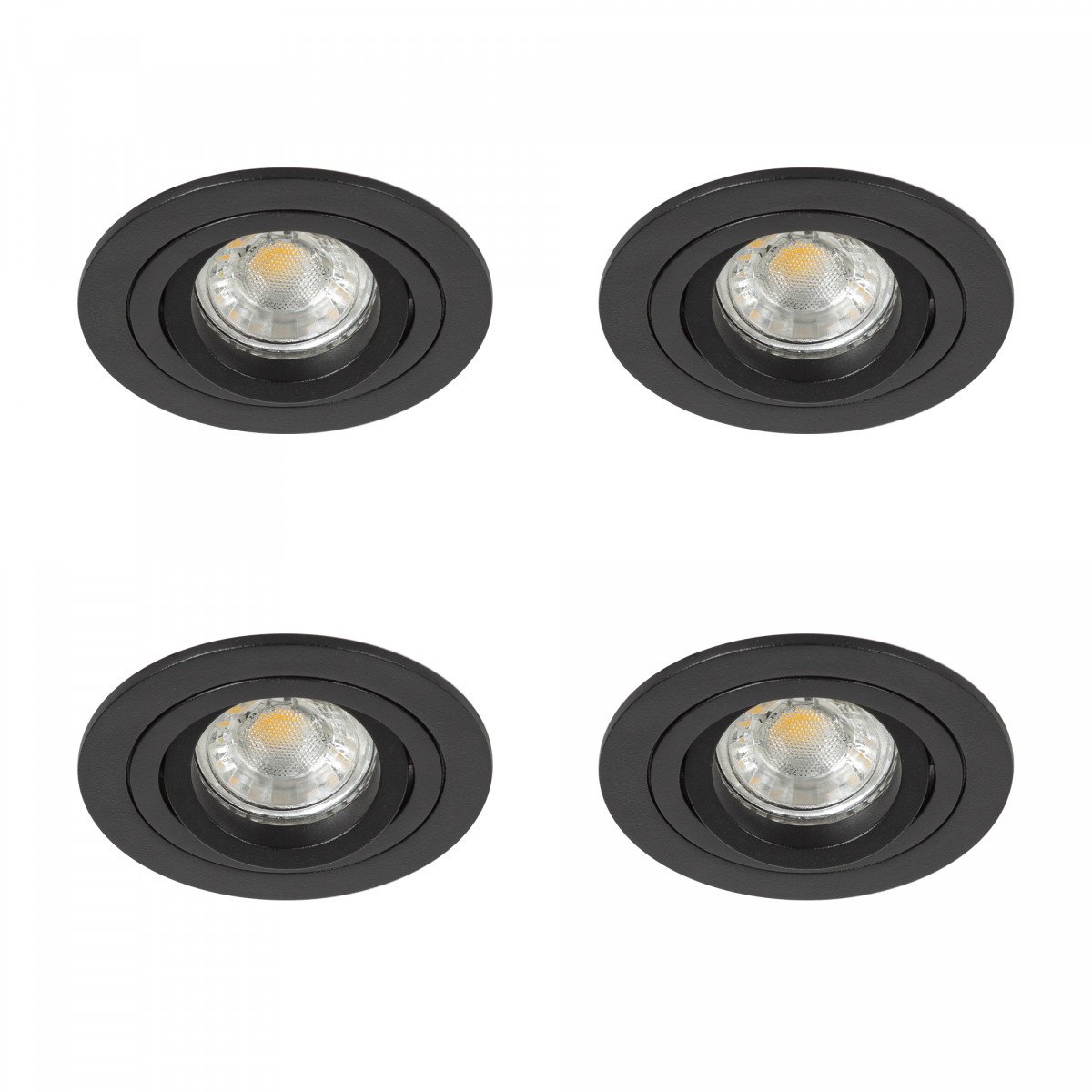 Set de 4 spots Lune encastrables orientables noir mat | Nostalux.fr