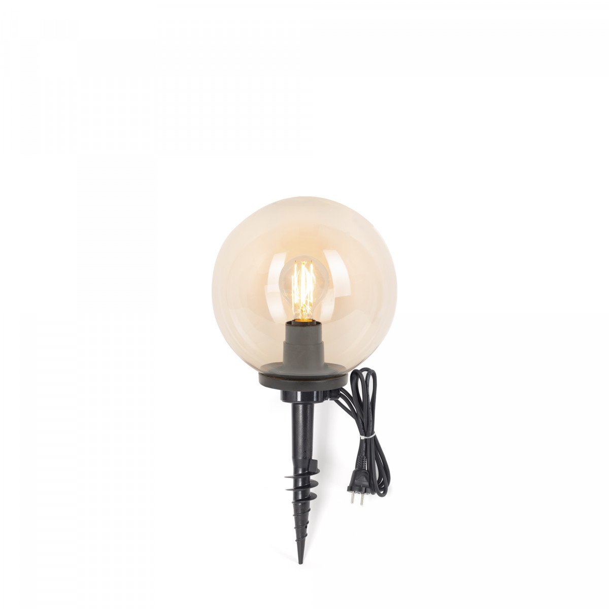 Boule lumineuse de jardin plastique fumé 30 Ø  avec piquet
