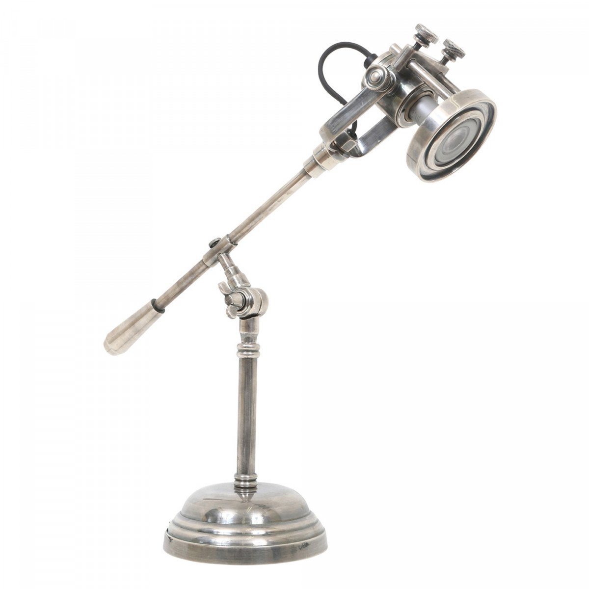 Lampe de table Prescott (51449) argent vieilli look Industriel & vintage | Nostalux.fr