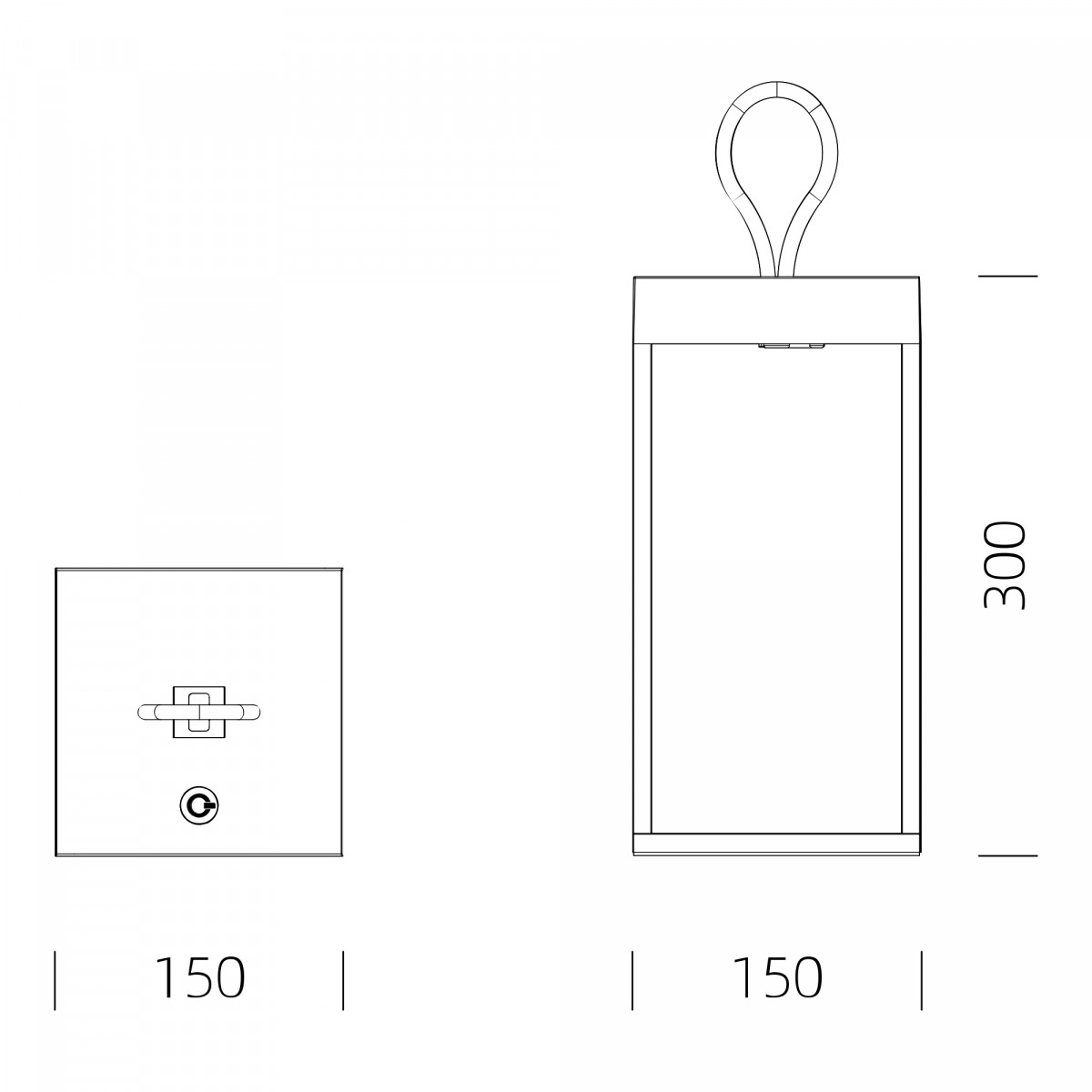 Lanterne noire Carlo tactile (7632) rechargeable avec USB | Nostalux.fr
