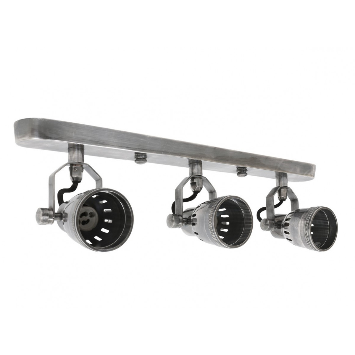 Barre de 3 spots industriels en saillie Triple Indigo (59772) argent vieilli Nostaluce