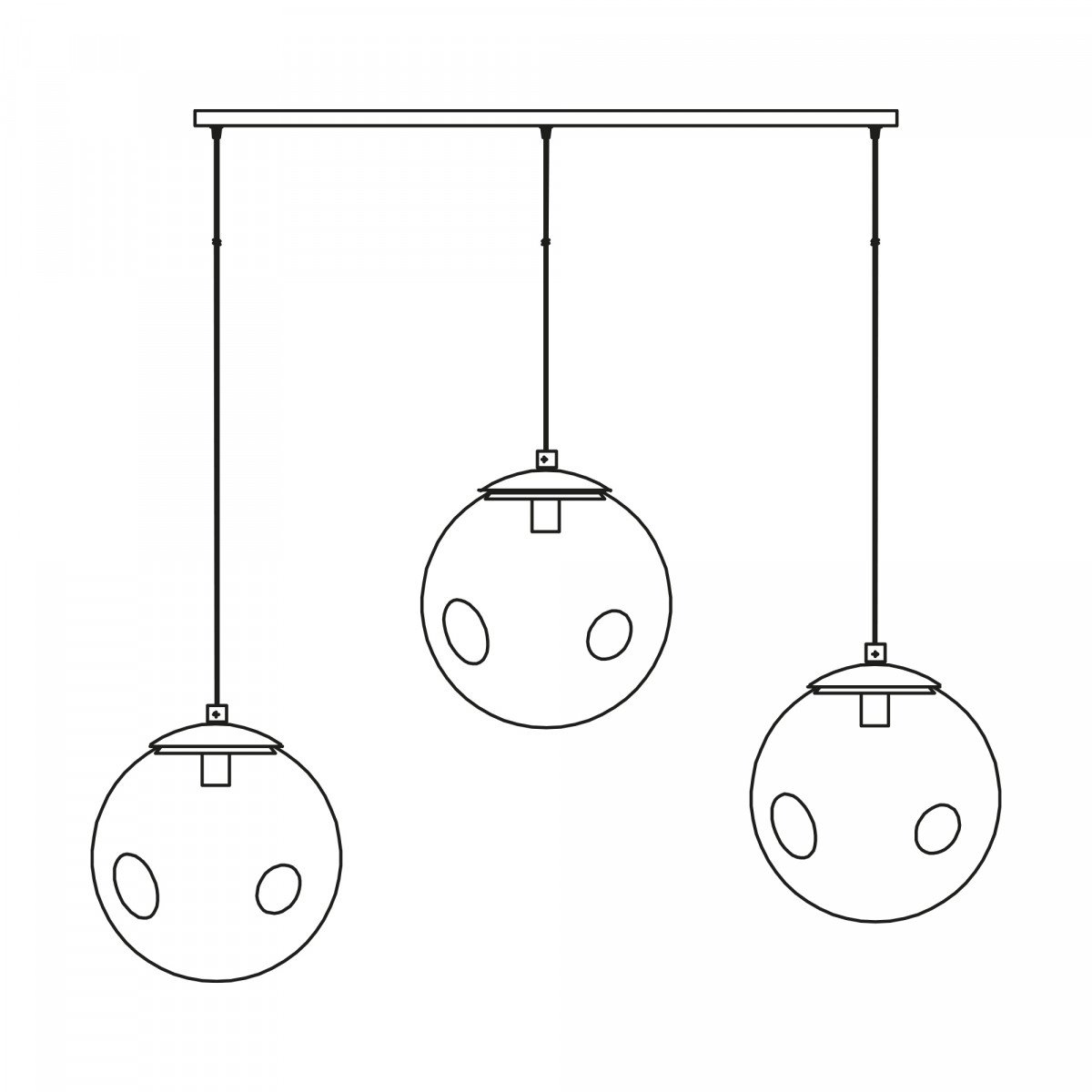 Suspension sur fil Orbs 3 boules lumineuses Design | Nostalux.fr