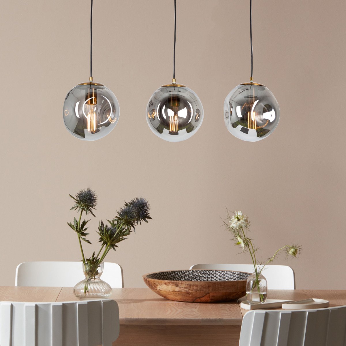 Suspension sur fil Orbs 3 boules lumineuses Design | Nostalux.fr