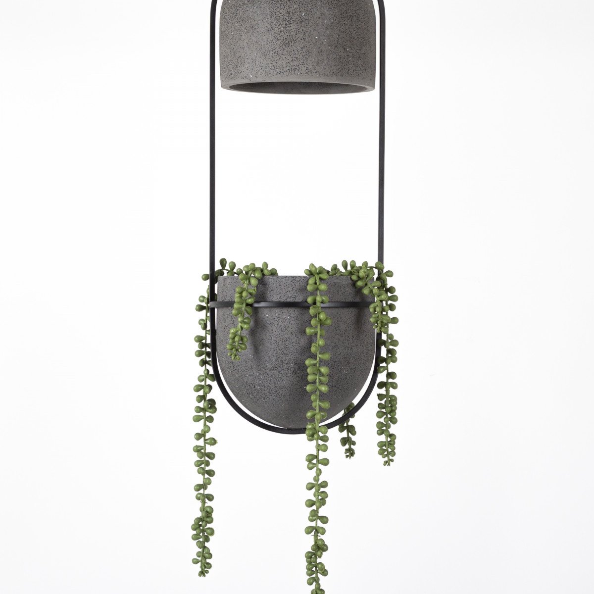 Lampe suspendue Pebble noire avec bac à plantes inclus | Nostalux.fr