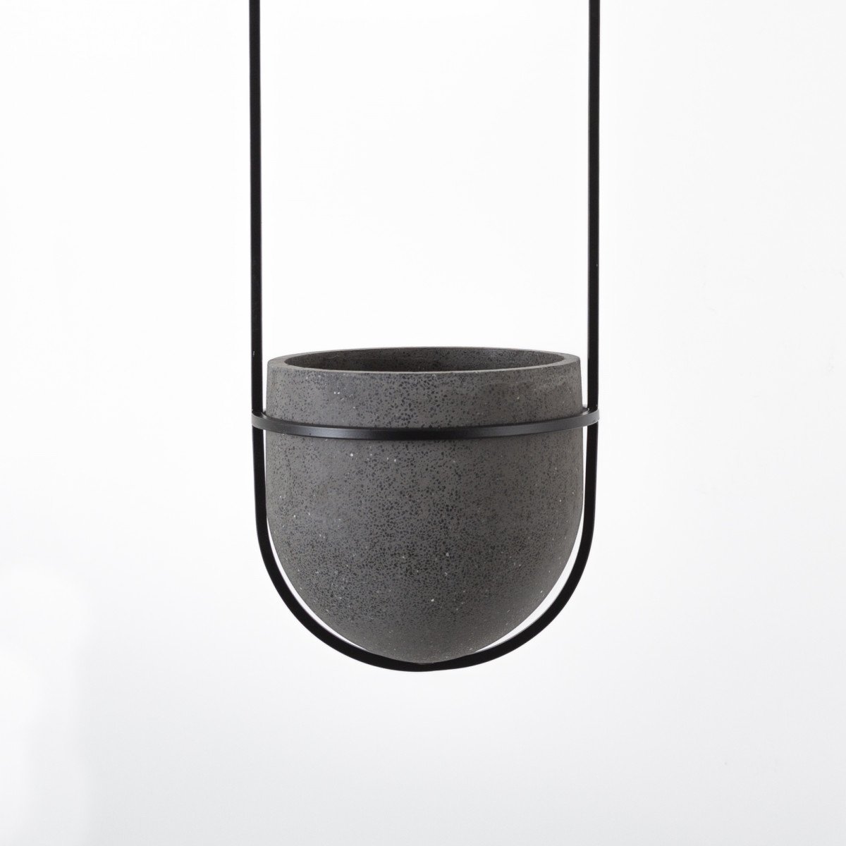 Lampe suspendue Pebble noire avec bac à plantes inclus | Nostalux.fr