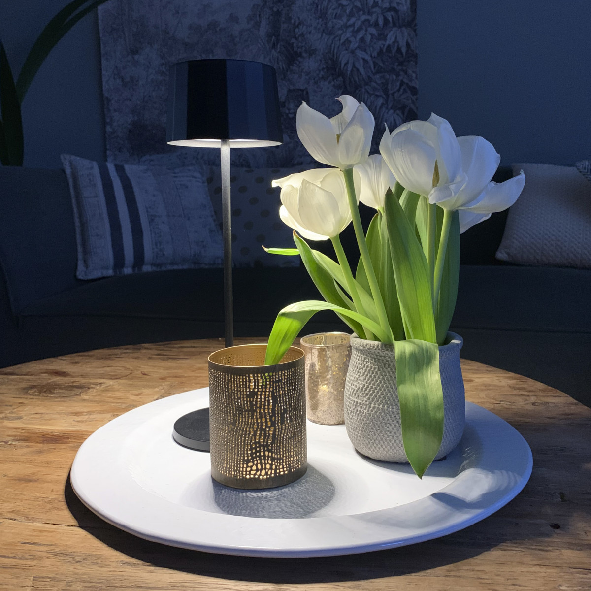 Lampe de table rechargeable tactile Lido (7624) jaune ocre avec USB | Nostalux.nl